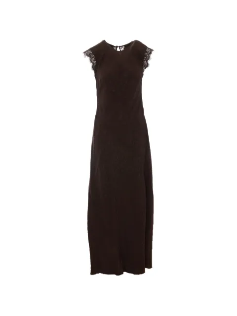 PINKO lace-trim floral-jacquard maxi dress Brown 107149A3FC