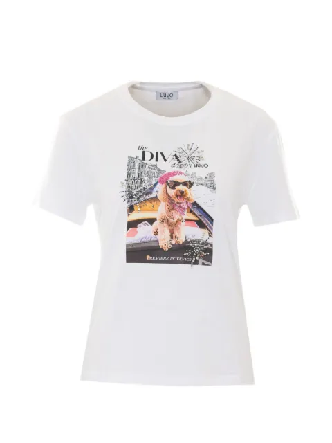 LIU JO graphic-print rhinestone-embellished T-shirt White WF6320JS923