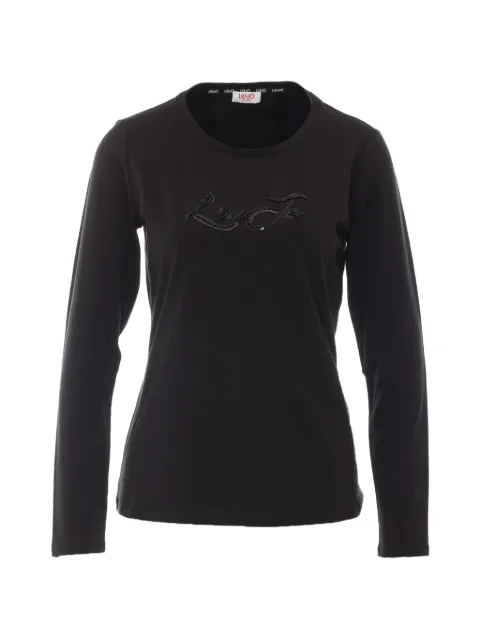 LIU JO sequin-logo long-sleeve T-shirt Black TF6245JS003