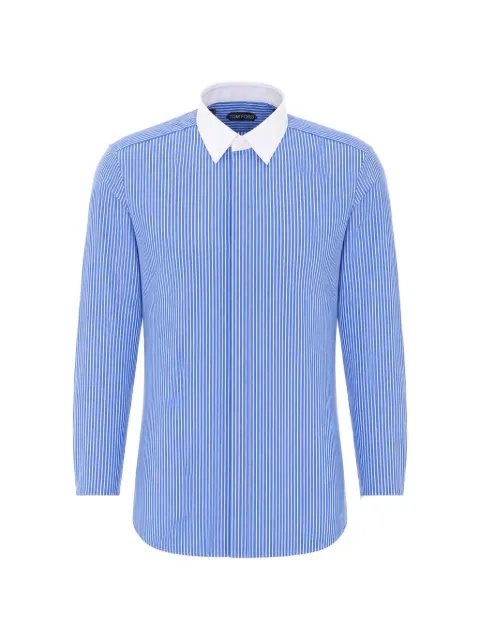 TOM FORD striped contrast-collar shirt Blue HLBA02C0037UWA