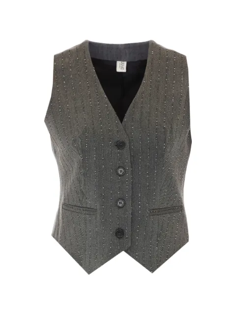LIU JO strass-embellished pinstripe vest Grey UF6118D026687457
