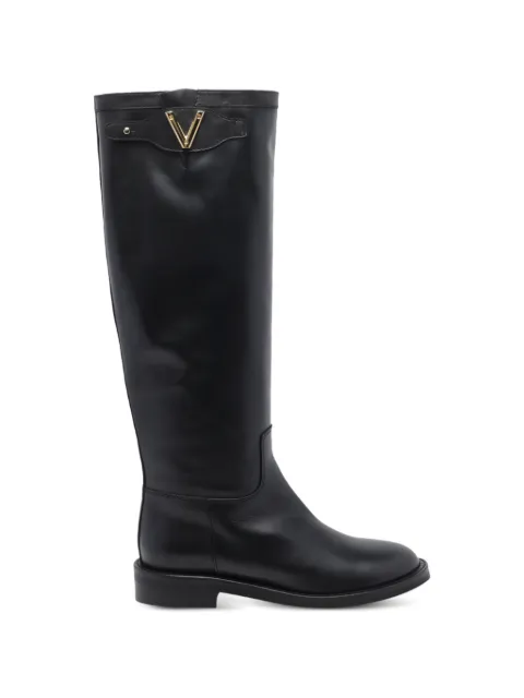 Via Roma 15 logo-plaque knee-high boots Black 4440012NERO