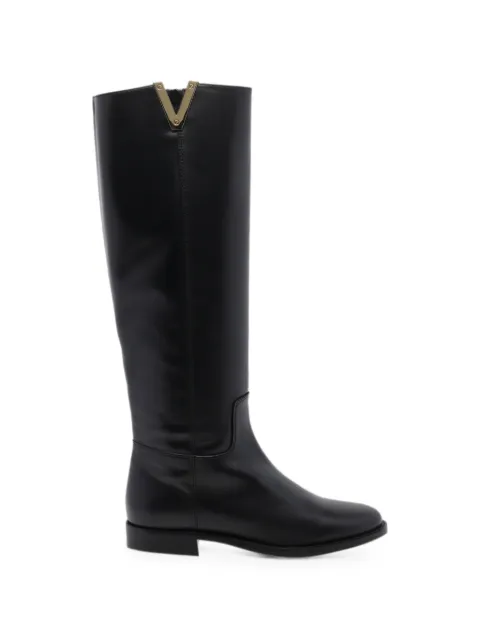 Via Roma 15 V-logo leather knee-high boots Black 4227