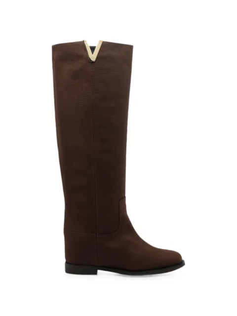 Via Roma 15 logo-plaque leather boots Brown 2568776BRUCIATO