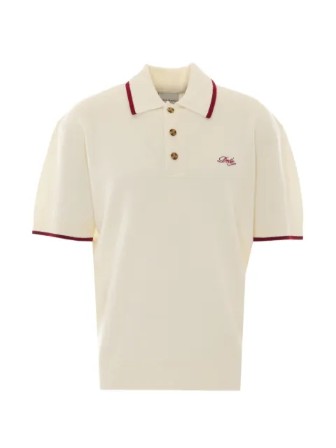 Drôle De Monsieur embroidered-logo wool polo shirt Neutrals PO194WO007