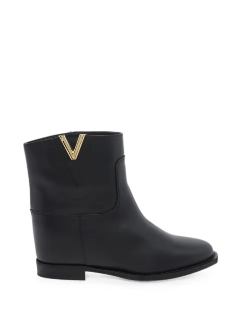 Via Roma 15 logo-plaque leather ankle boots Black 4433776NERO