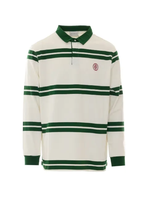Drôle De Monsieur striped embroidered-logo polo shirt Neutrals PL164CO161WG