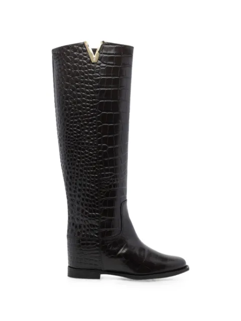 Via Roma 15 croc-effect VLogo boots Brown 3758776