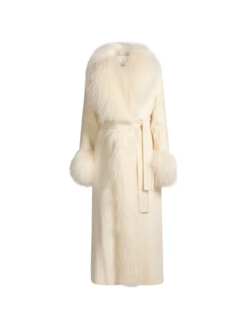 ducie Lola sheepskin-trimmed coat White LOLA