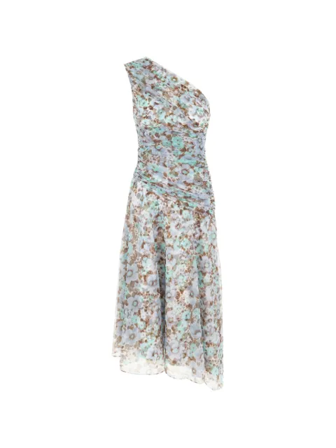 Tory Burch one-shoulder floral-print asymmetric dress Blue 180781