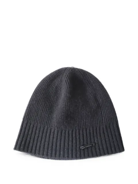 Burberry Pre-Owned knitted logo-plaque beanie hat Black NAPPUGBJE249849W