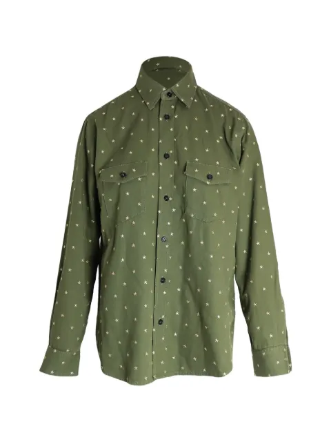 Saint Laurent Pre-Owned star-embroidered button-up shirt Green NAPPUGBCL293027W