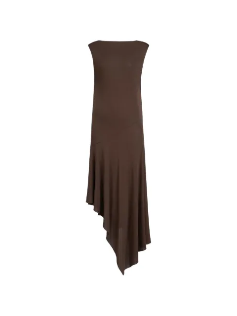 Alaïa asymmetric draped midi dress Brown AA9R3070J091D