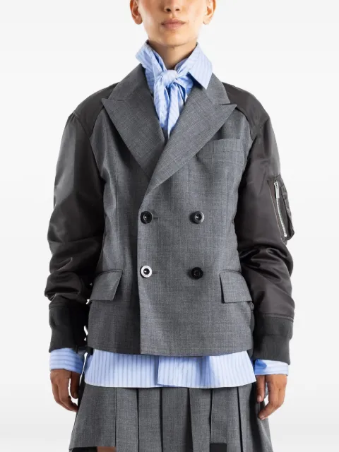 sacai double-breasted paneled jacket Grey 2608564