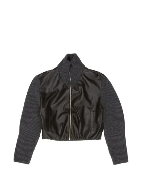 Alaïa ribbed-knit leather jacket Grey AA9V1248K158C