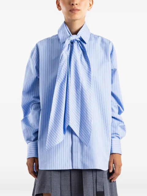 sacai striped tie-neck shirt Blue 2608616