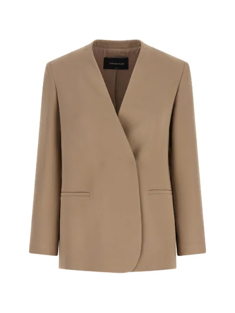 Fabiana Filippi lapel-free V-neck blazer Neutrals GCD216F175M2890165