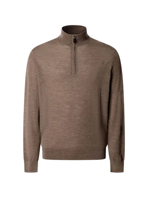 Hackett London quarter-zip wool sweater Brown HM7000205