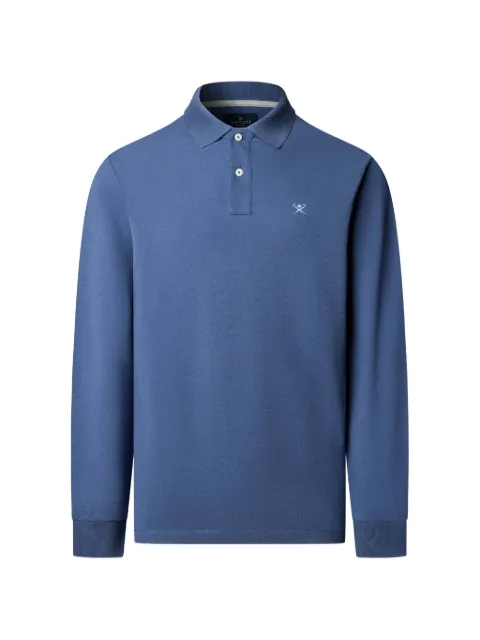 Hackett London logo-embroidered pique polo shirt Blue HM5500048