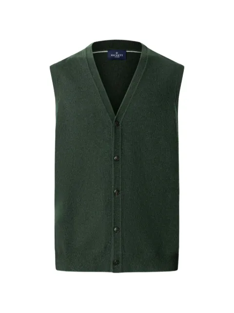 Hackett London button-up sleeveless cardigan Green HM7000244