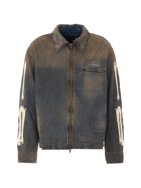AMIRI Lea Bones zip-up denim jacket Blue 326JA003DA