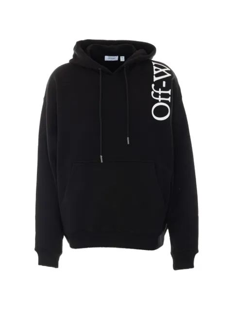 Off-White logo-print drawstring hoodie Black OMBB085F26FLE00O001
