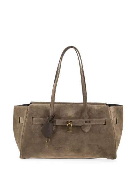 Brunello Cucinelli padlock-detail suede shoulder bag Neutrals MBDLB2848C8769