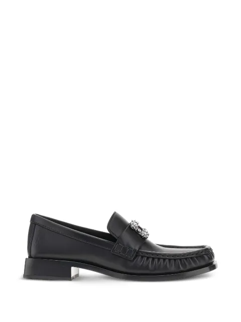 Roger Vivier Viv' Rangers crystal-embellished leather loafers Black RVW8284564091TB999