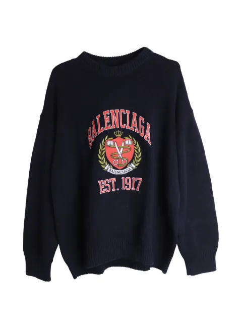 Balenciaga Pre-Owned College Logo oversized sweater Black MRPPUGBCL282369M
