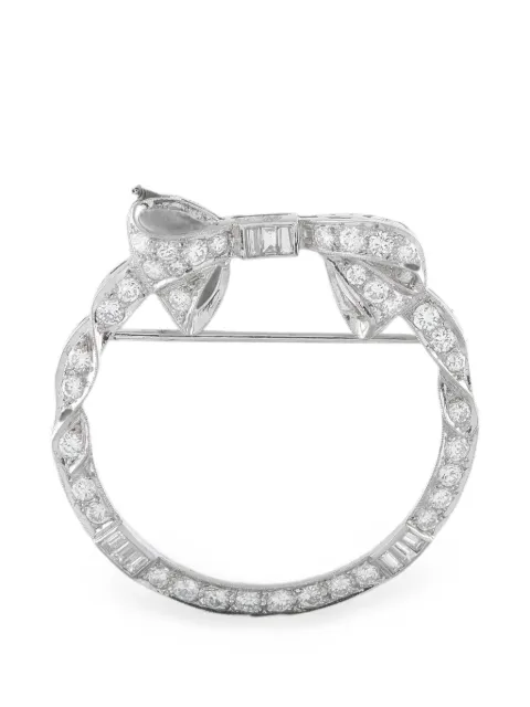 LB Exclusive diamond circular-shape bow brooch Silver MF24062526