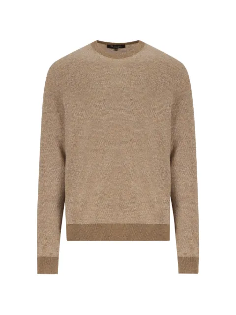 Loro Piana chevron-knit crew-neck sweater Neutrals FRM1386