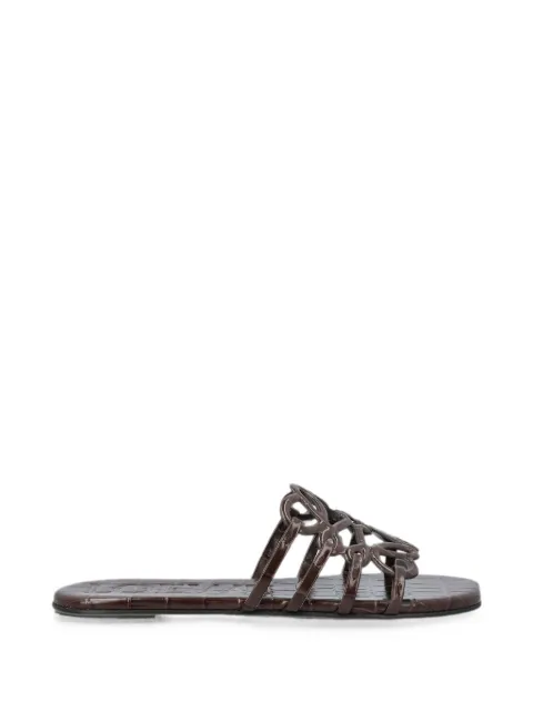 LOEWE Petal Anagram crocodile-effect sandals Brown LPEA465X16