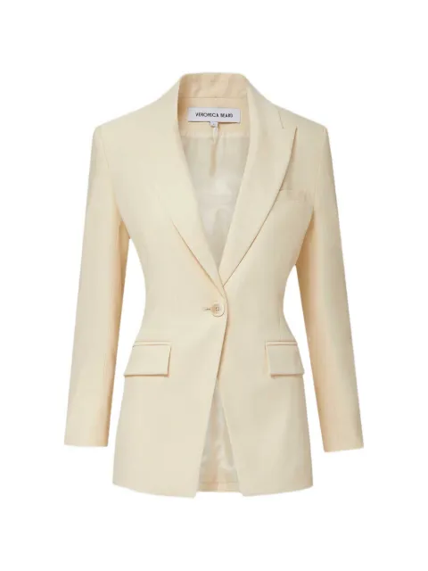 Veronica Beard Chandler Dickey ruched-waist single-breasted blazer Neutrals 2605SU11711987