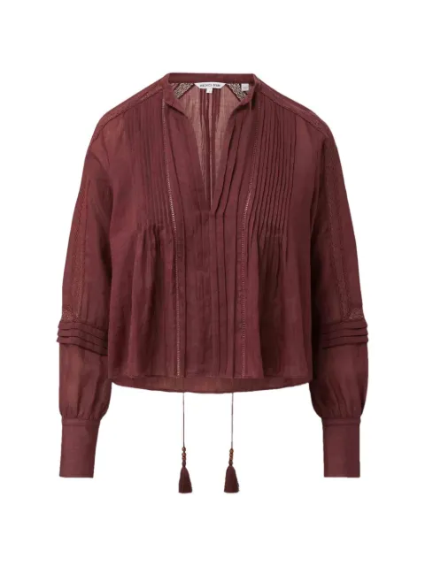 Veronica Beard Sawyer pintuck-pleated tassel-tie blouse Red 2606SH5041856WOVEN