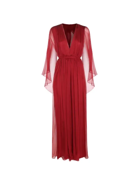 Alberta Ferretti pleated silk-chiffon maxi dress Red 262UV044266150142