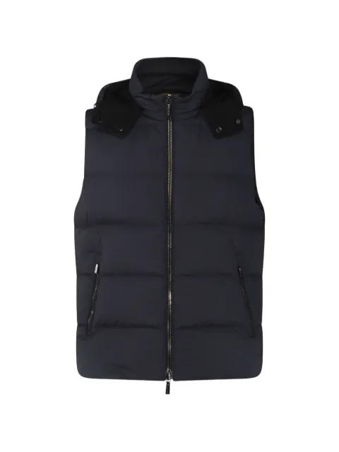 Moorer quilted hooded gilet Blue MOUGI200307SKTU0497