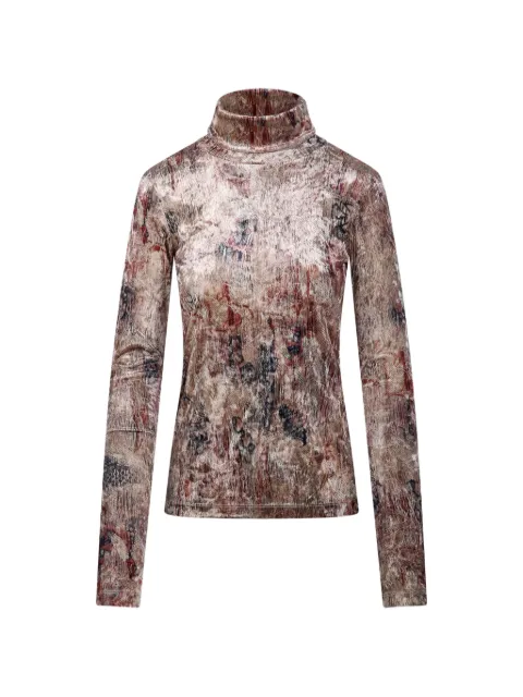 Pierre-Louis Mascia abstract-print roll-neck top Pink RANATSDO12351