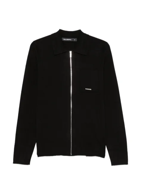 Karl Lagerfeld zip-up chest-pocket pullover Black 655014563304