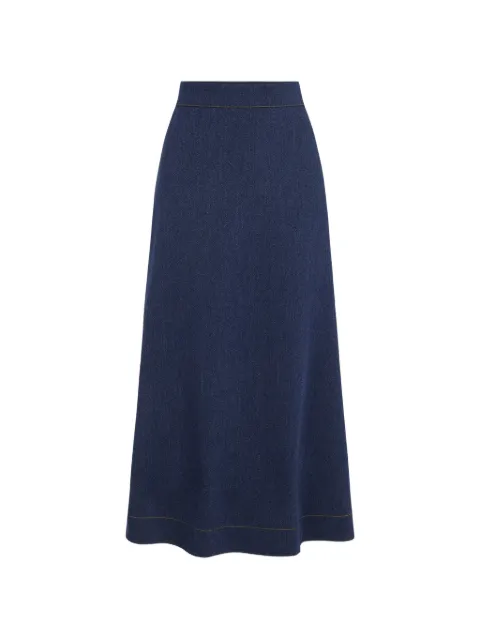 Oscar de la Renta logo-patch A-line midi skirt Blue 26FN415WDT