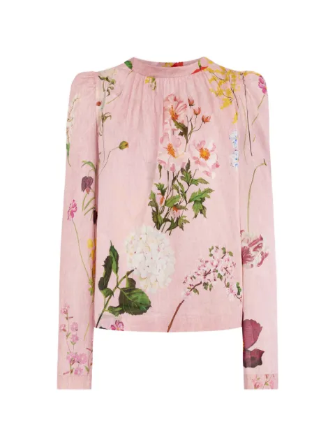Oscar de la Renta botanical-print tie-detailed blouse Pink 26FN716MBV