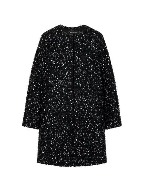Oscar de la Renta sequin-embellished tweed single-breasted coat Black 26FN815SRE