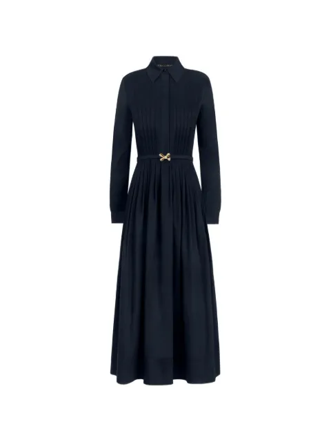 Oscar de la Renta bow-belt pleated flared midi shirt dress Blue 26FN240SRN