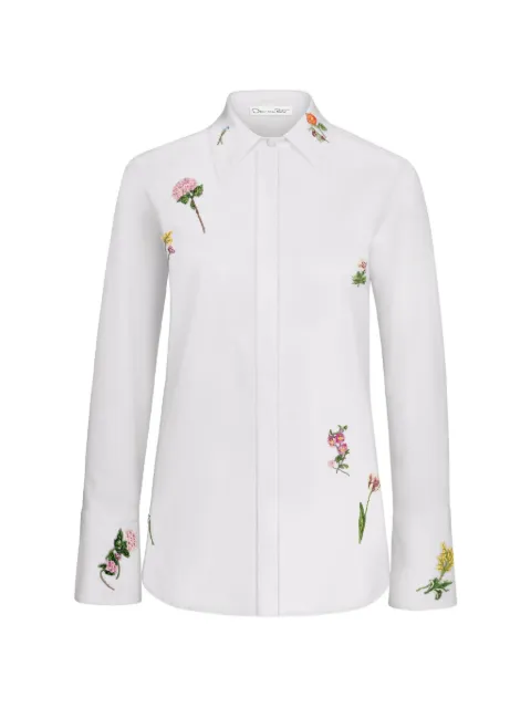 Oscar de la Renta beaded floral-embroidered blouse White 26FE7262SRN