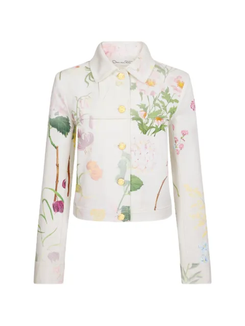 Oscar de la Renta botanical-print denim jacket White 26FN551FBN