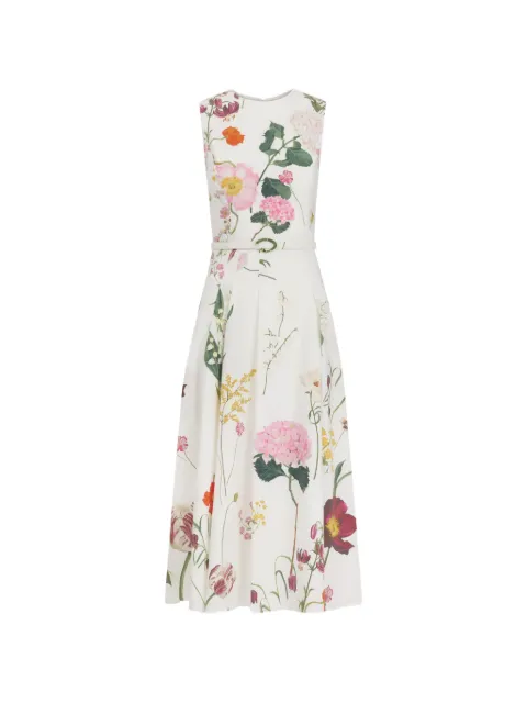 Oscar de la Renta botanical-print sleeveless midi dress White 26FN221MOP
