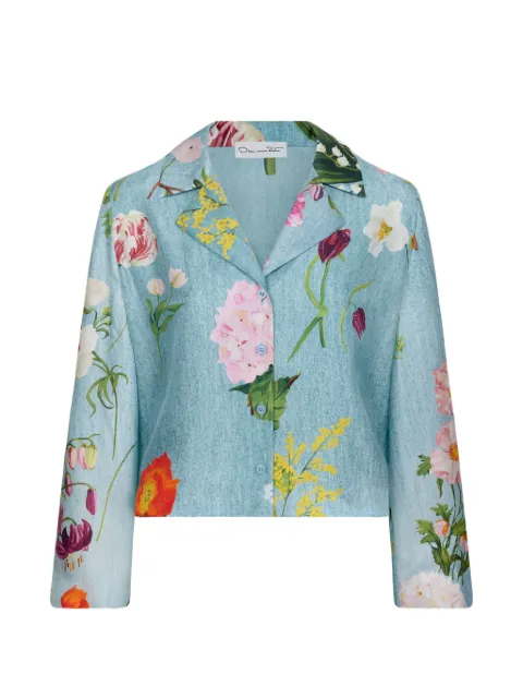 Oscar de la Renta botanical-print silk blouse Blue 26FN729MBI