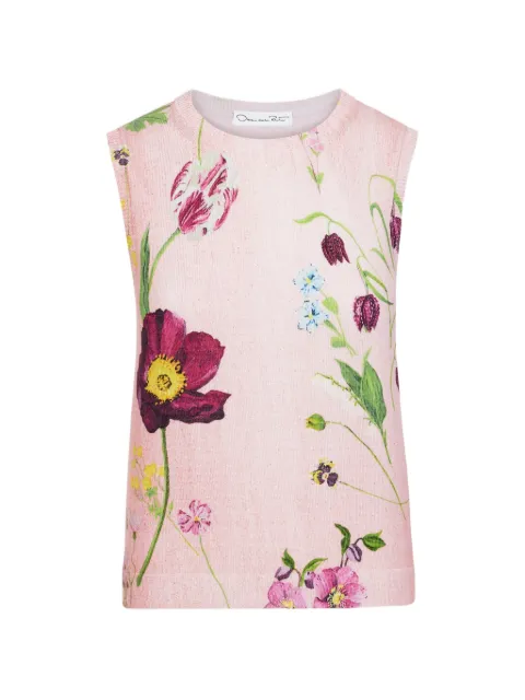Oscar de la Renta botanical-print sleeveless sweater Pink 26FN130FTSBSM