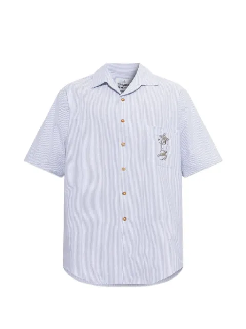 Vivienne Westwood Bowling striped embroidered-logo shirt White 2401004KW01JM