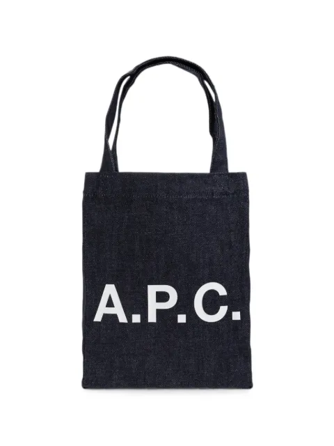 A.P.C. logo-print denim tote bag Blue COHIZM67048