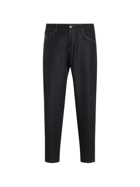 Brunello Cucinelli contrast-stitch straight-leg trousers Black M038PF1012CGE40